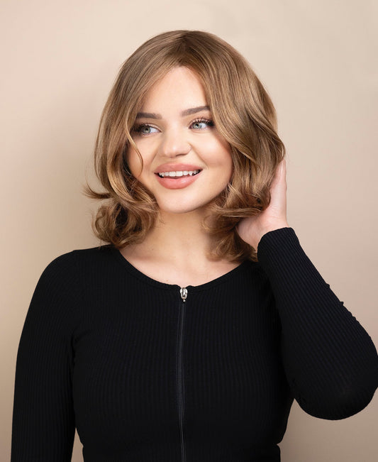 european virgin hair wig - 10" medium blonde.