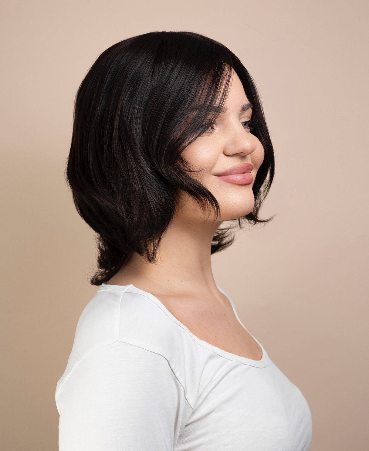 european virgin hair wig - 8" natural black.