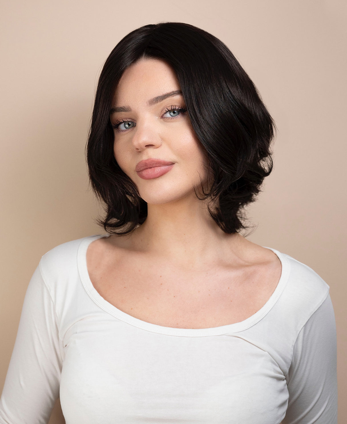 european virgin hair wig - 8" natural black.