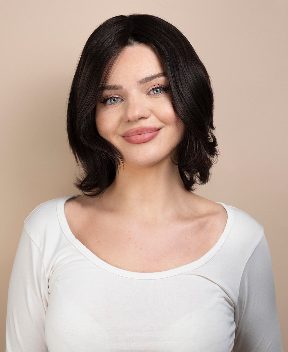 european virgin hair wig - 8" natural black.