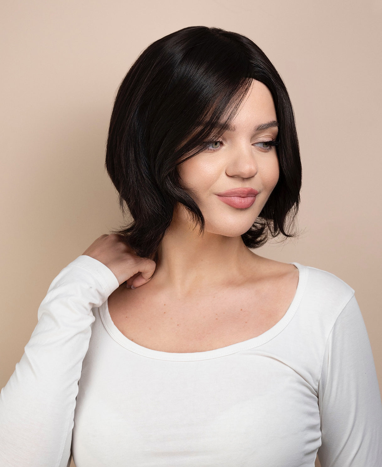 european virgin hair wig - 8" natural black.