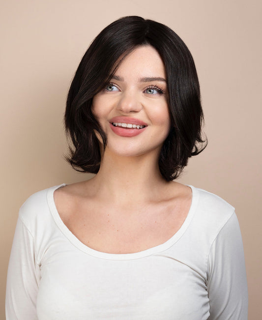 european virgin hair wig - 8" natural black.