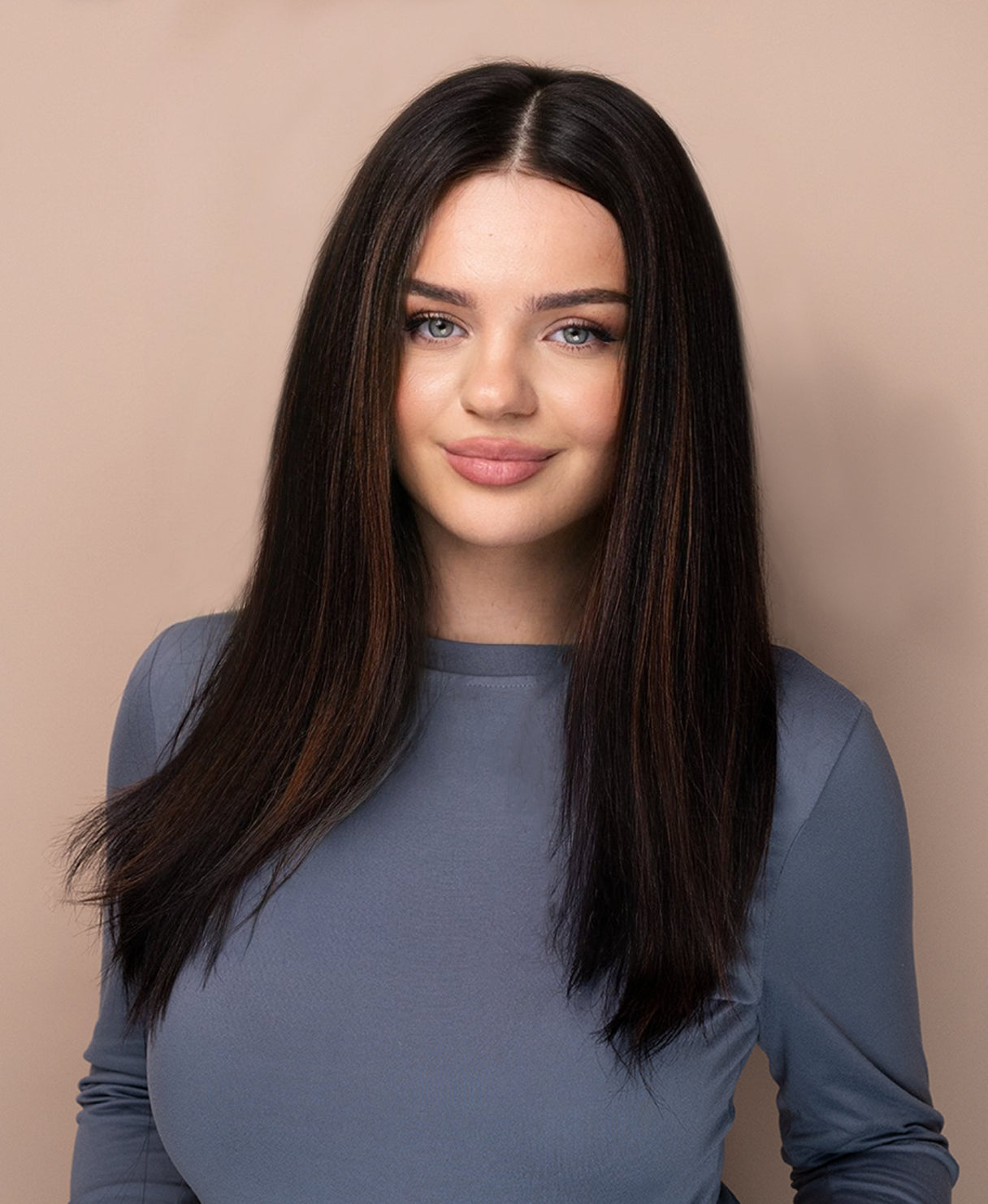 lace front human wig - 18" mocha balayage.