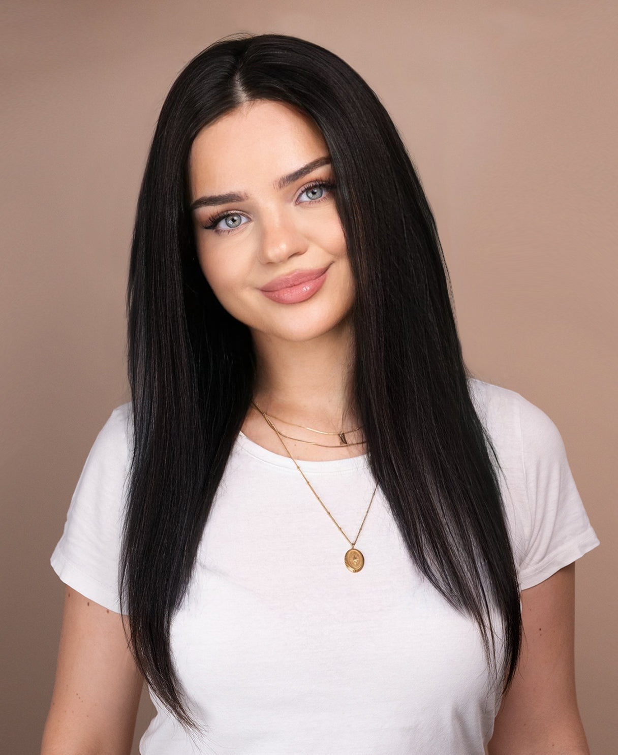 lace front human wig straight 4x4 - 20" natural black.