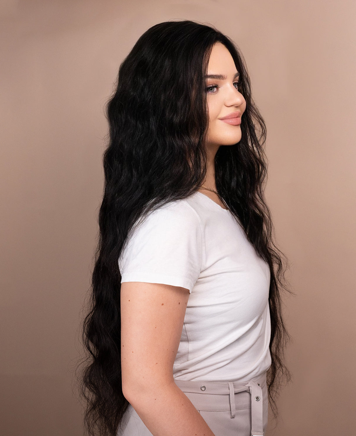 lace front human wig wavy 5x5 - 32" natural black.