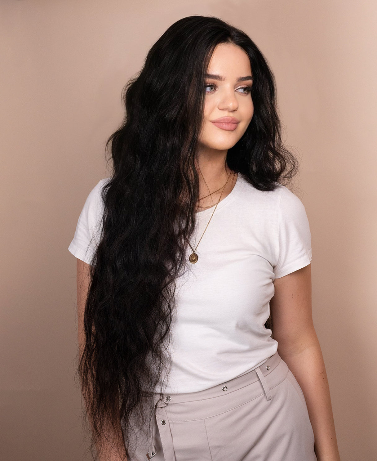 lace front human wig wavy 5x5 - 32" natural black.