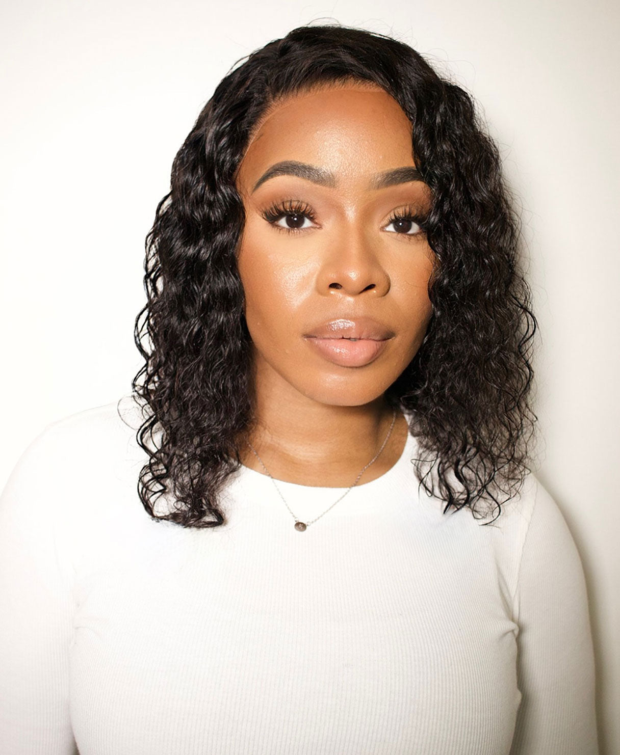 lace front human wig - 10" 3A curly natural black.