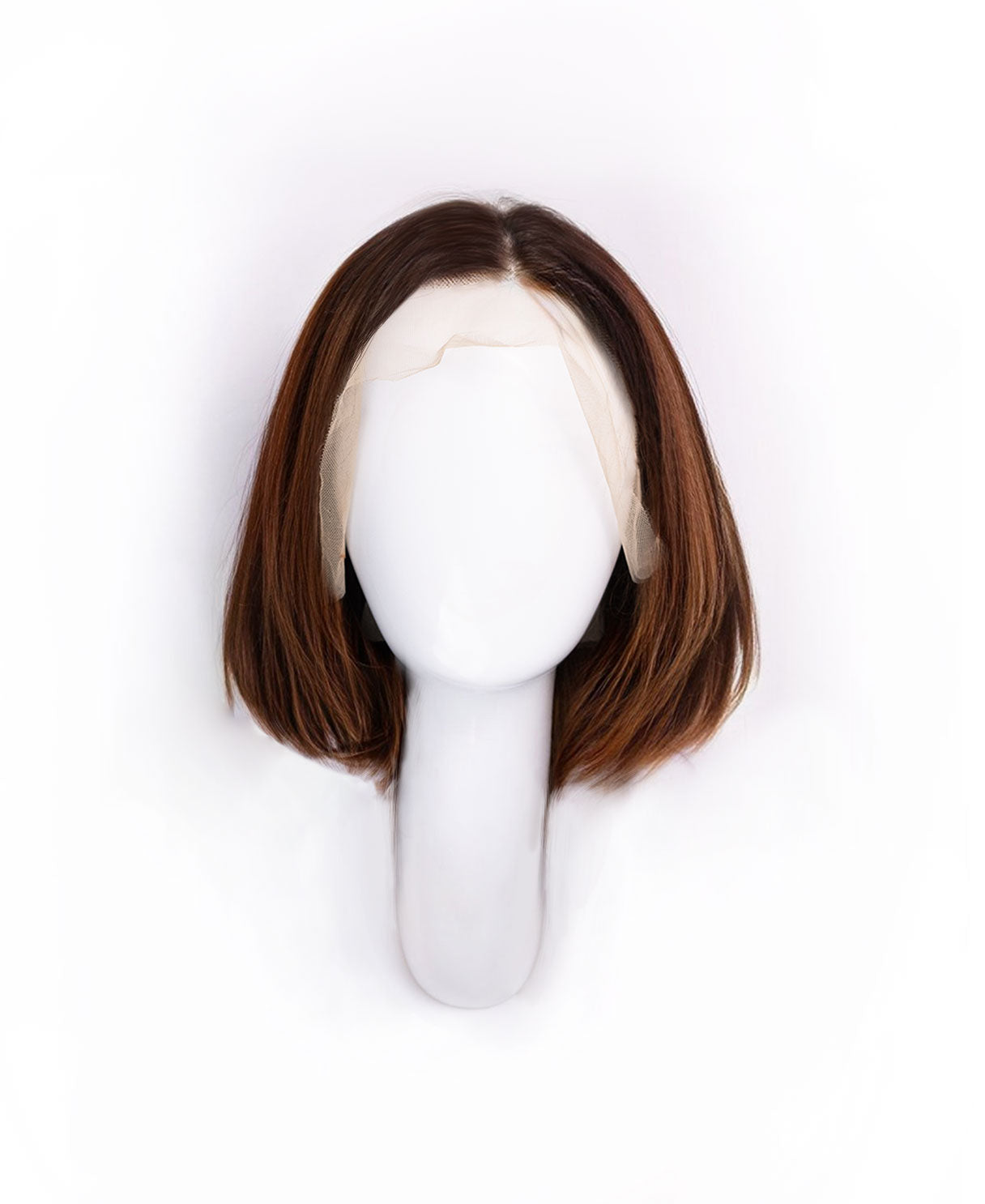 long bob human wig - 12" rooted brown.