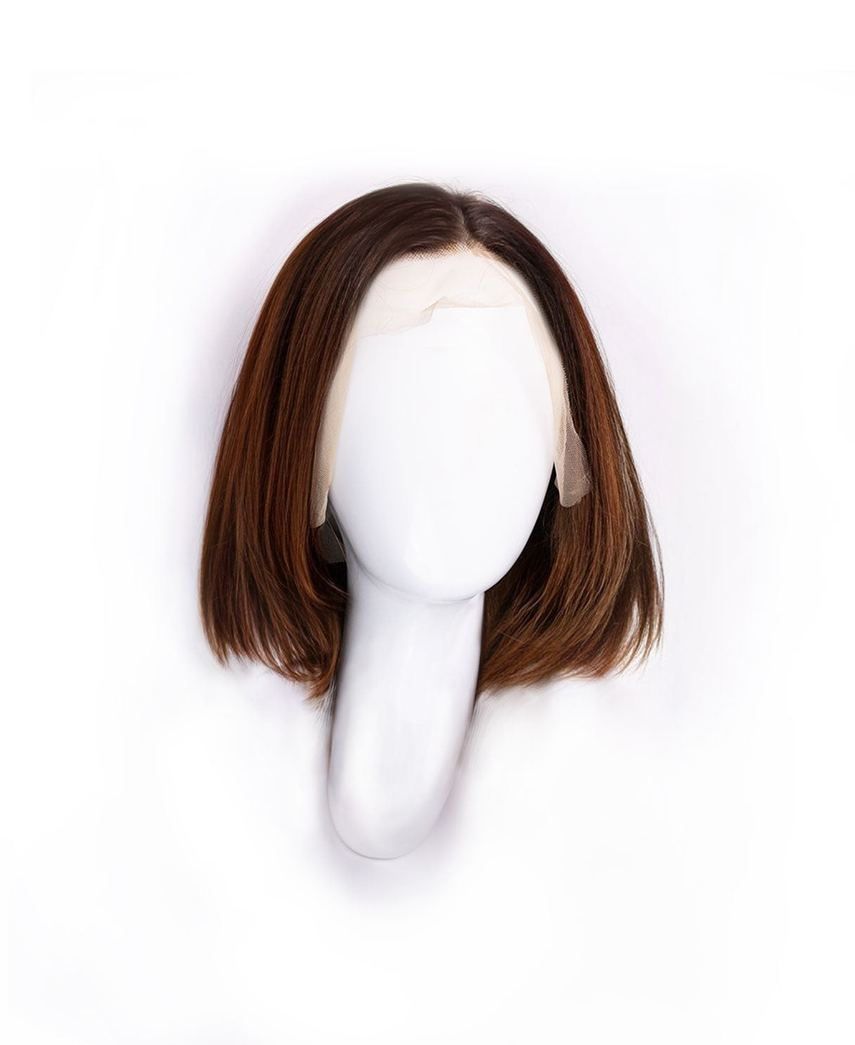 long bob human wig - 12" rooted brown.