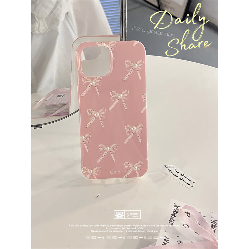Sainishops™Girl Pearl Bow Stereo Phone Case