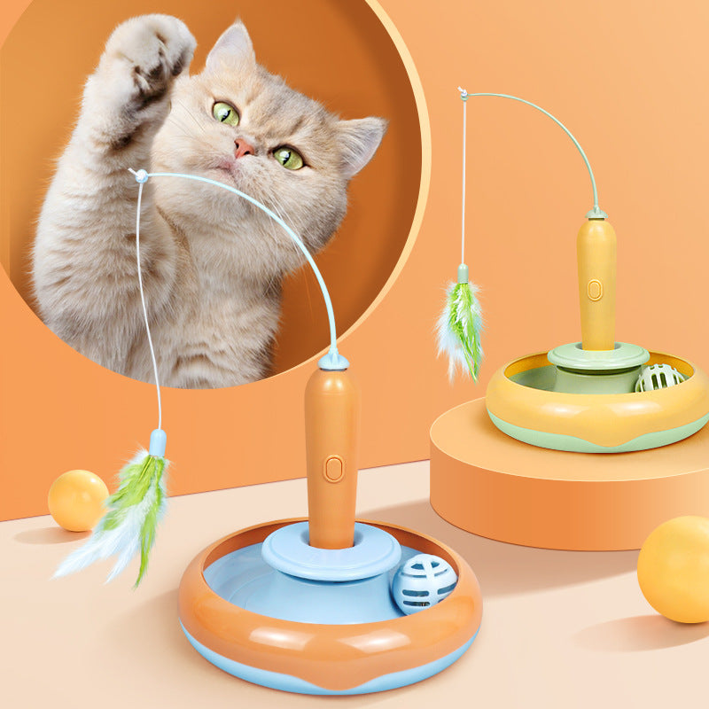 Sainishops™2 in 1 Cat Toy Feather Turntable