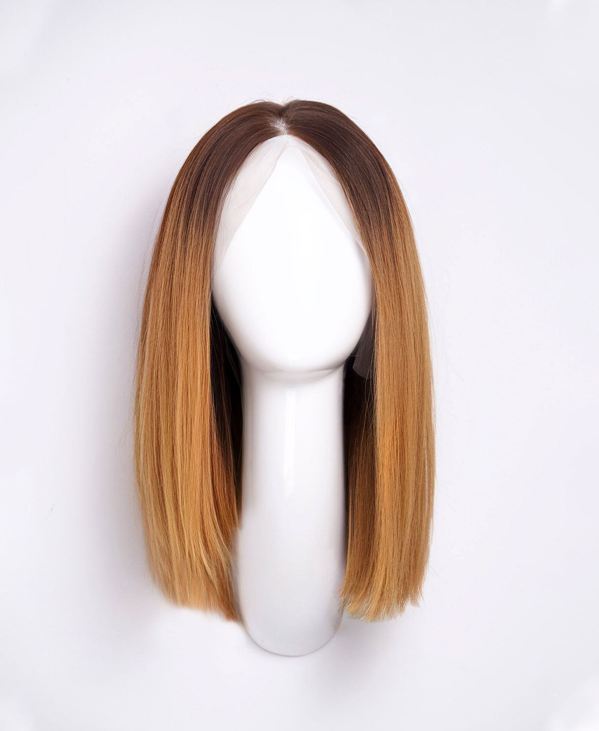 long bob human wig  - 12" rooted brown.