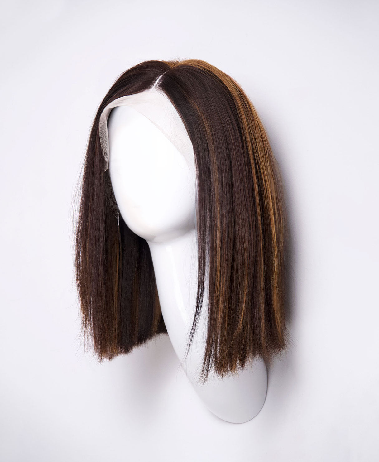 long bob human wig  - 12" dark highlights.