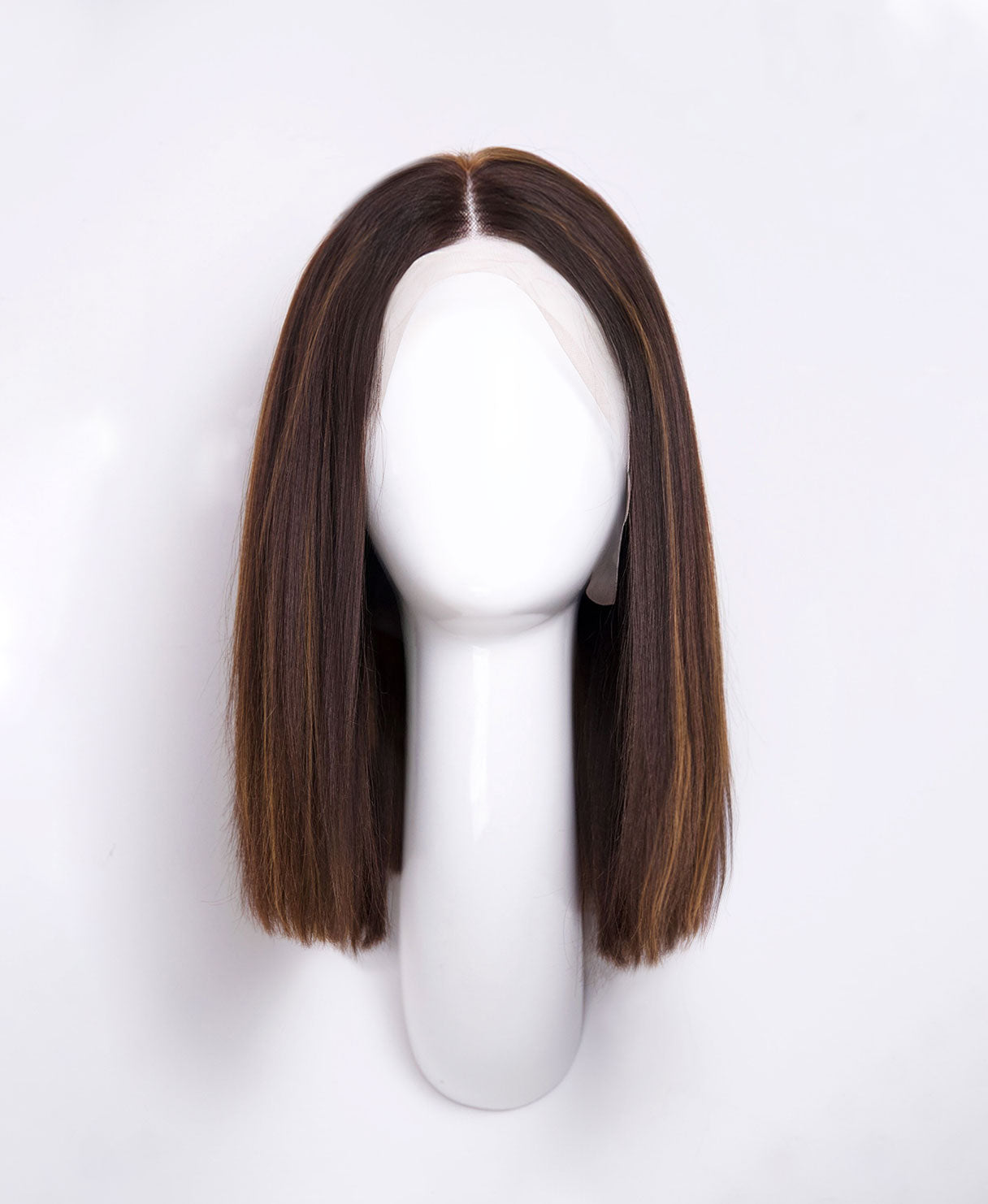 long bob human wig  - 12" dark highlights.