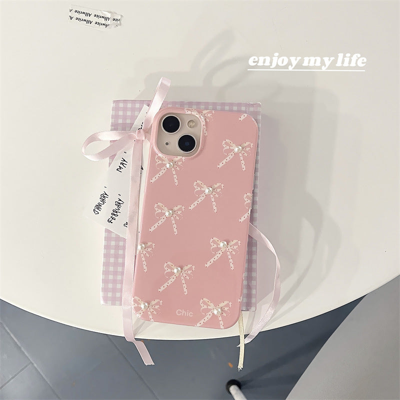 Sainishops™Girl Pearl Bow Stereo Phone Case