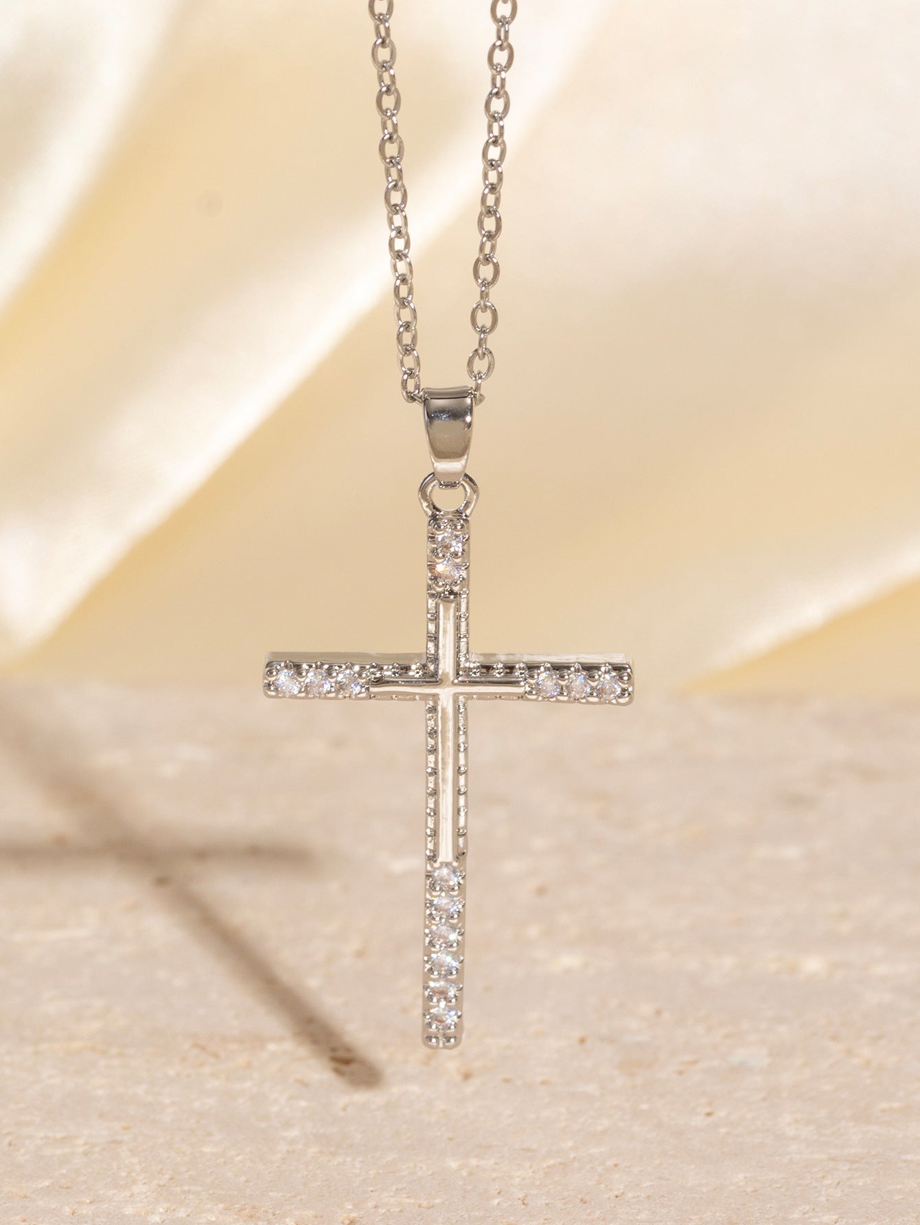 Sainishops™Real Gold Electroplated Micro Inlaid Zircon Cross Necklace