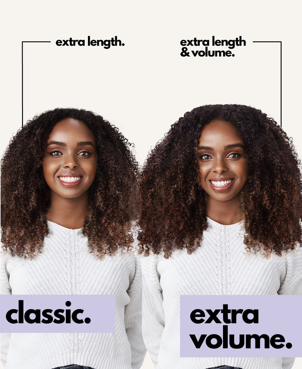 curly (3A curls) invisible clip-in hair extensions ash brown balayage.