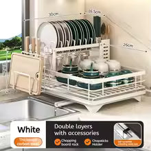 Stainless Steel Over Sink Dish Drying Rack with Drainboard