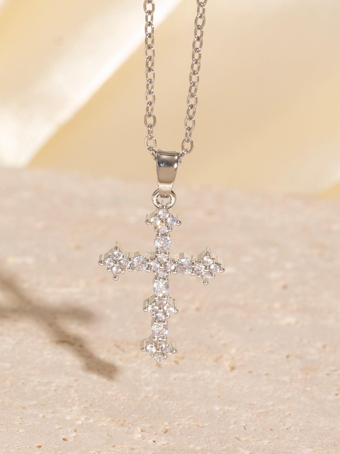 Sainishops™Real Gold Electroplated Micro Inlaid Zircon Cross Necklace