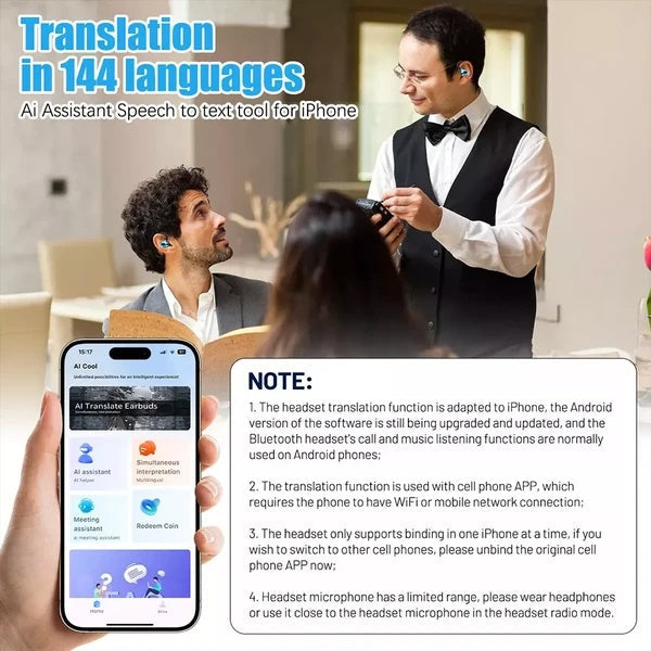 Translator Earbuds 144 Languages Real Time