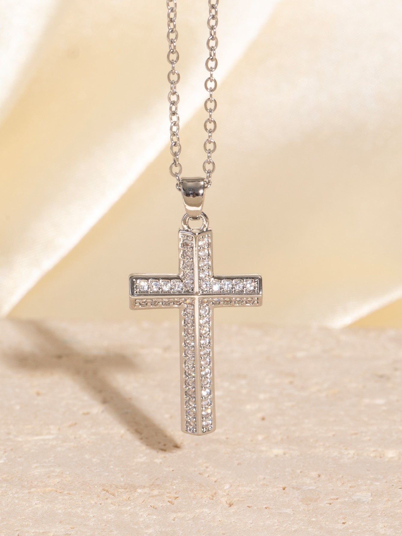 Sainishops™Real Gold Electroplated Micro Inlaid Zircon Cross Necklace