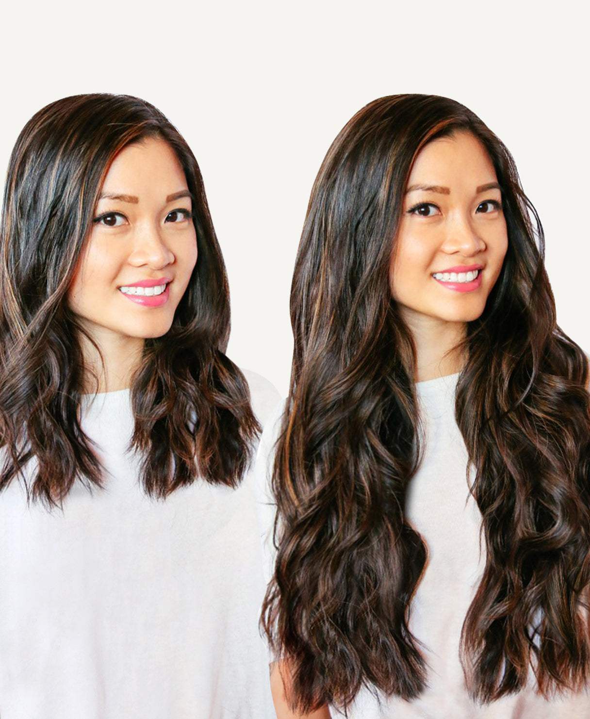 tape-in hair extensions dark highlights.