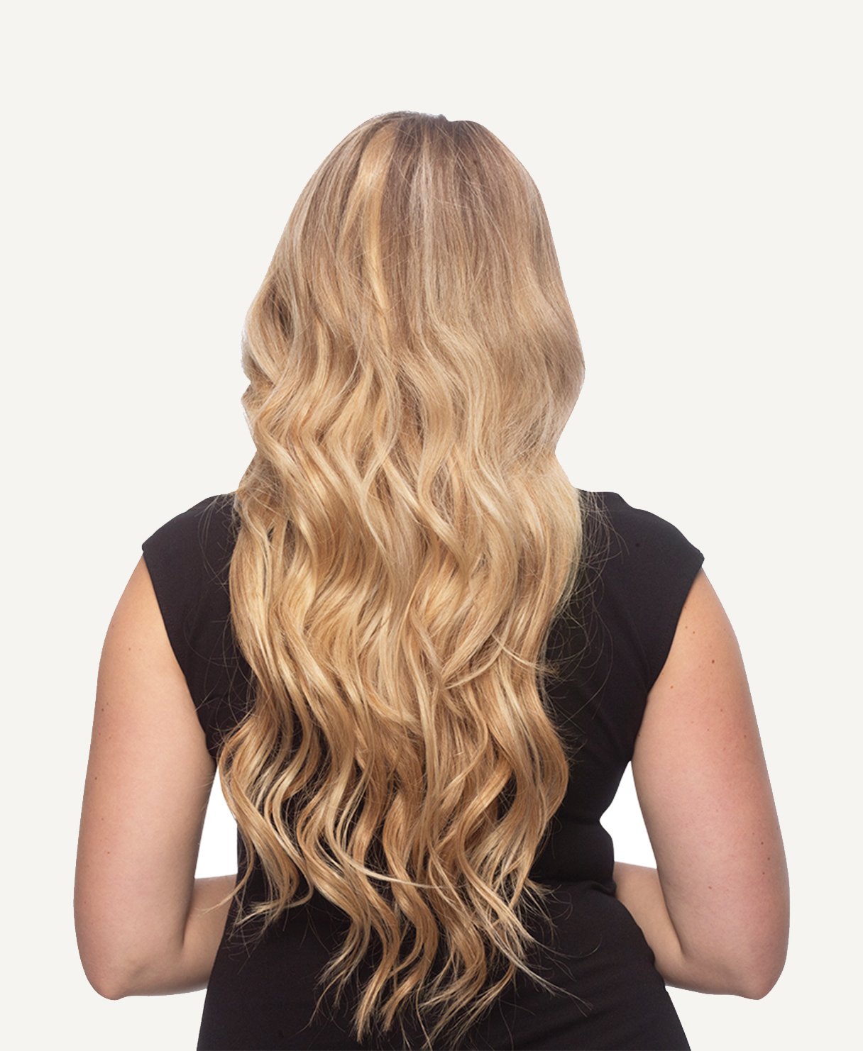 tape-in hair extensions honey blonde.