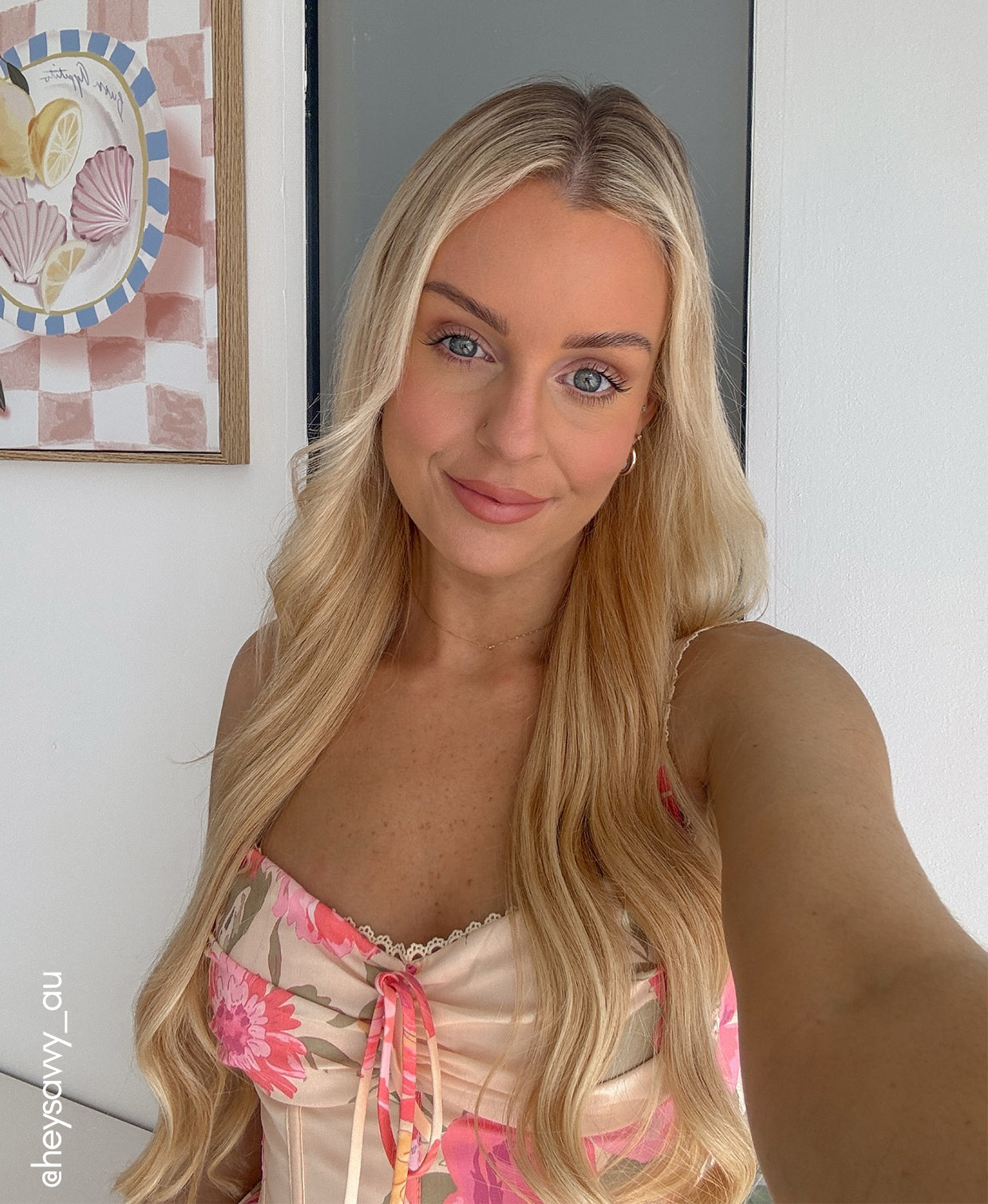 tape-in hair extensions honey blonde.