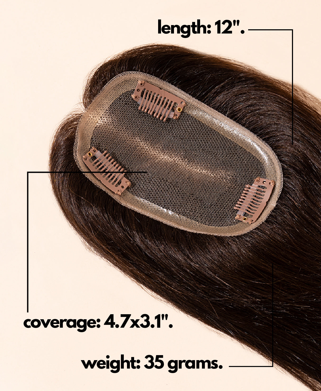 hair topper 12" chocolate brown.