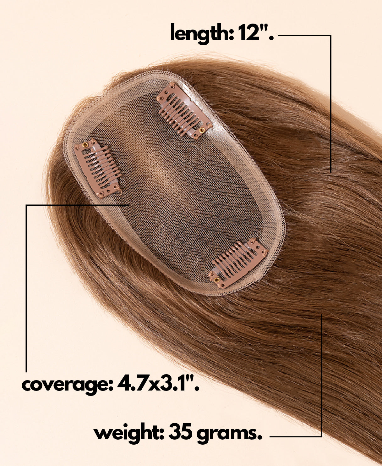 hair topper 12" light brown.