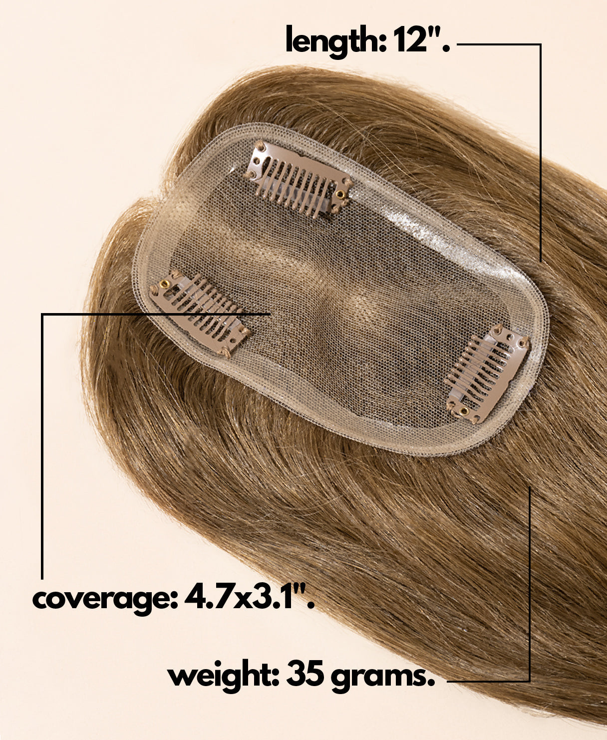 hair topper 12" dark blonde.