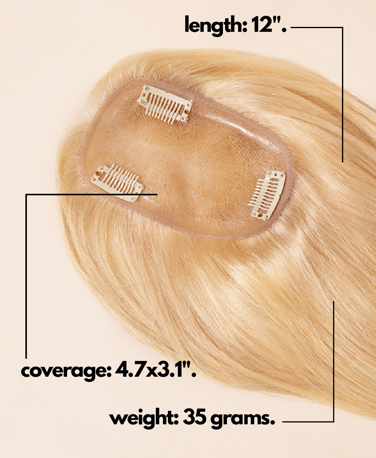 hair topper 12" light blonde.