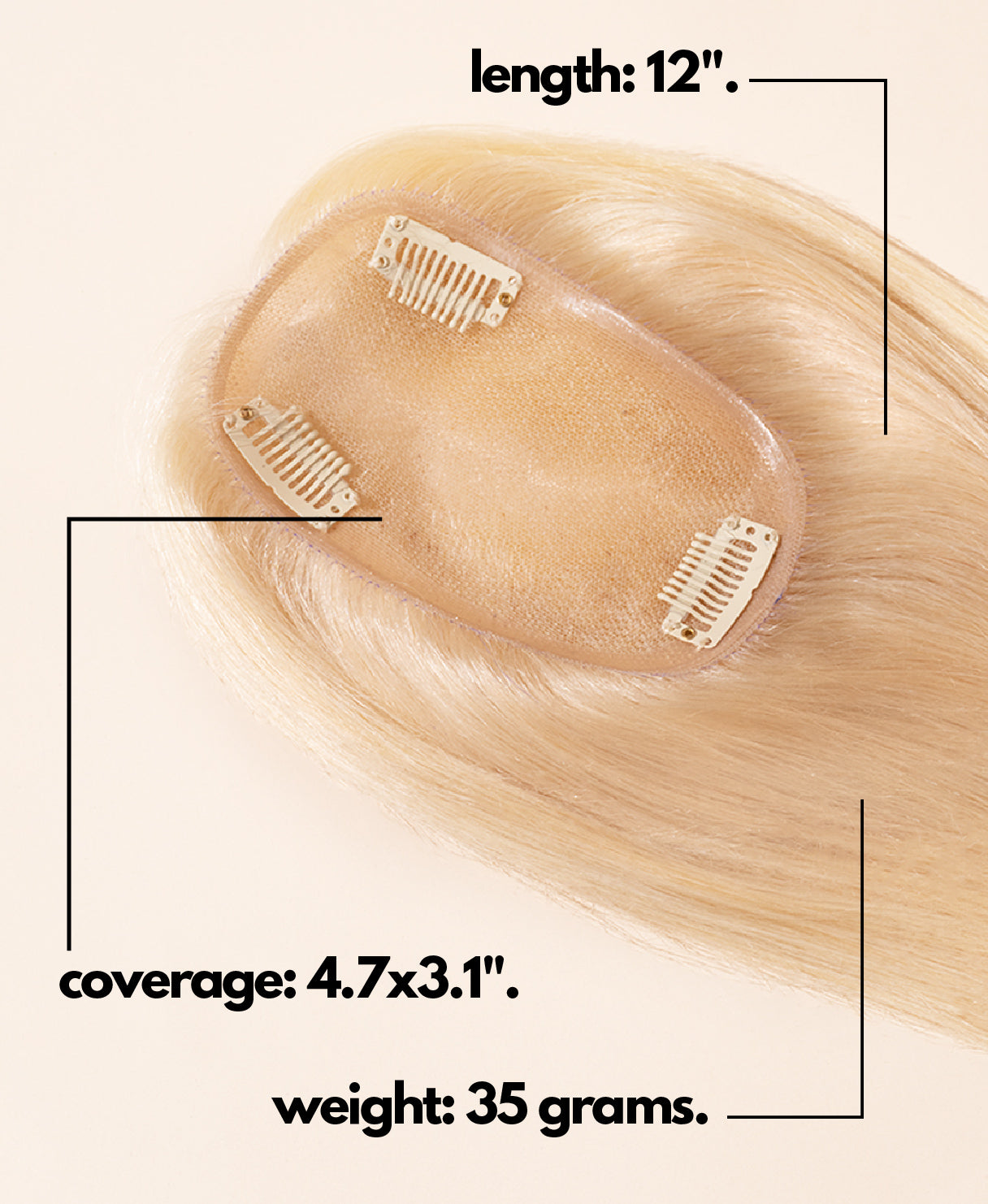 hair topper 12" platinum blonde.