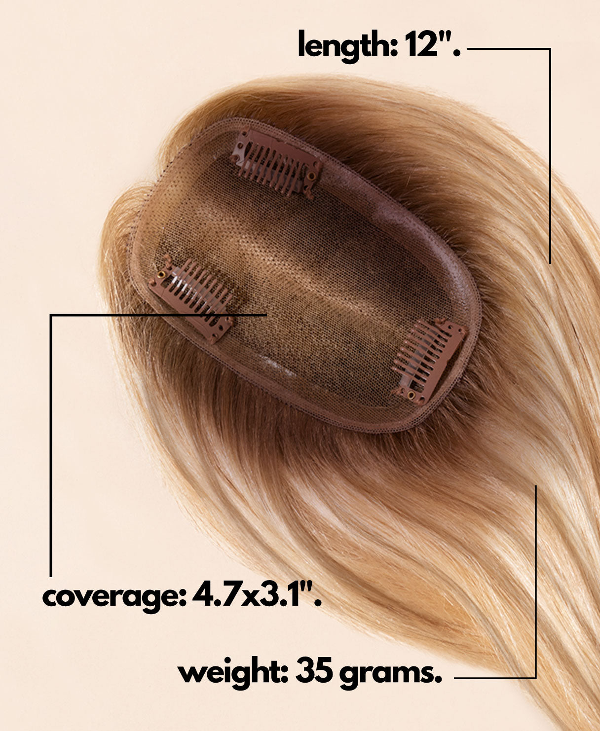 hair topper 12" rooted blonde highlights.