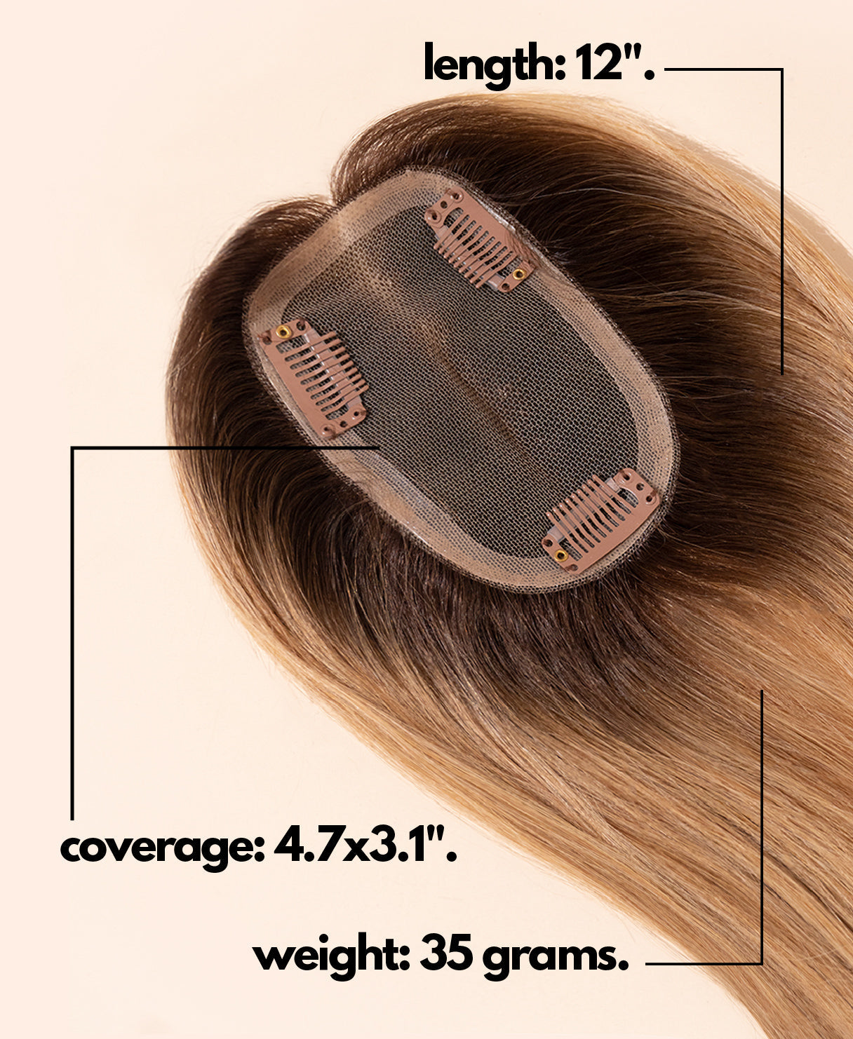 hair topper 12" rooted honey blonde.