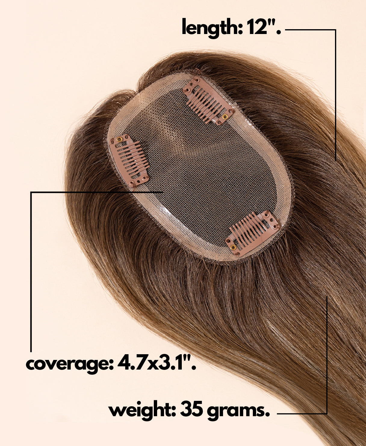 hair topper 12" brown balayage.