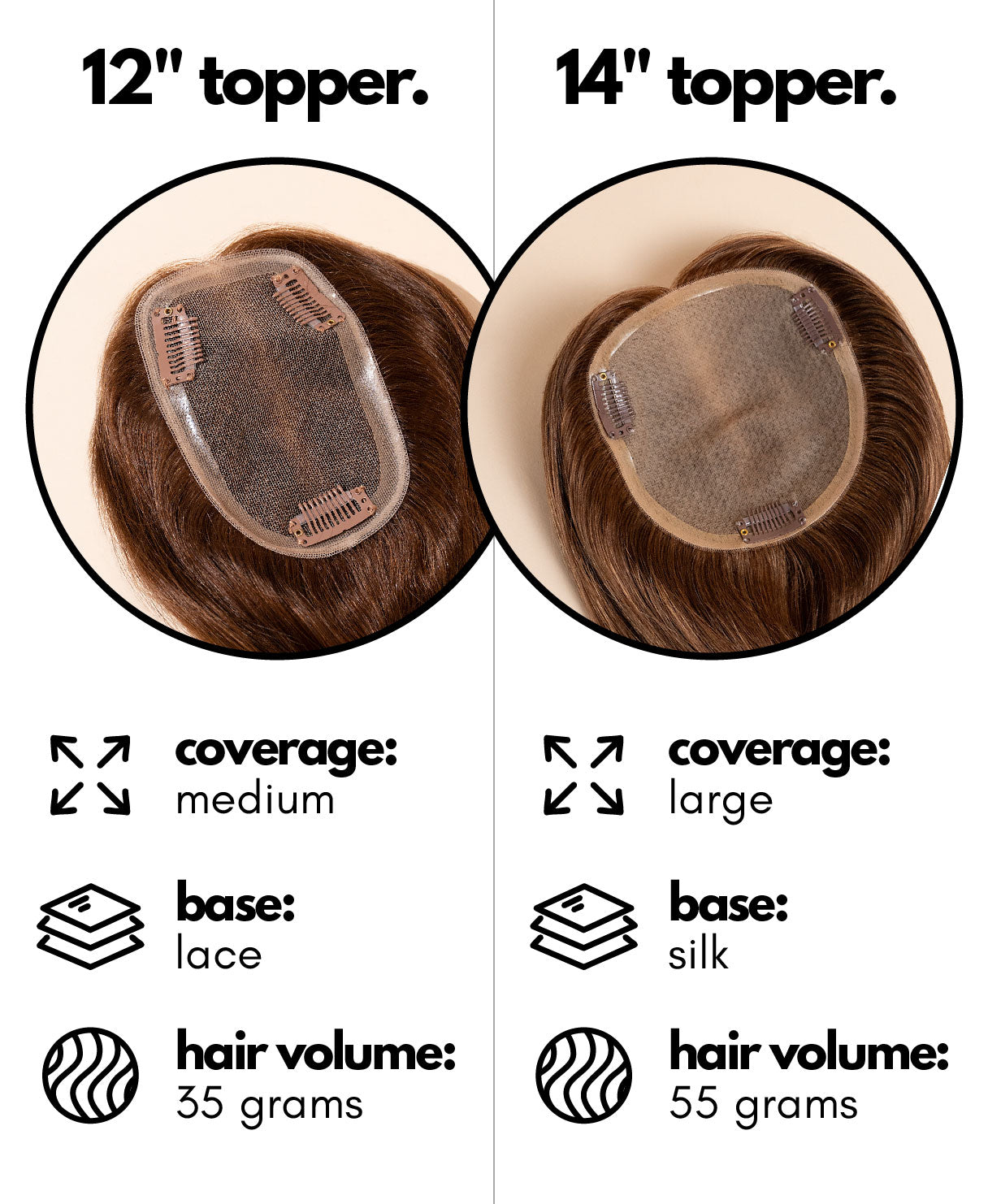 premium hair topper 14" medium brown.