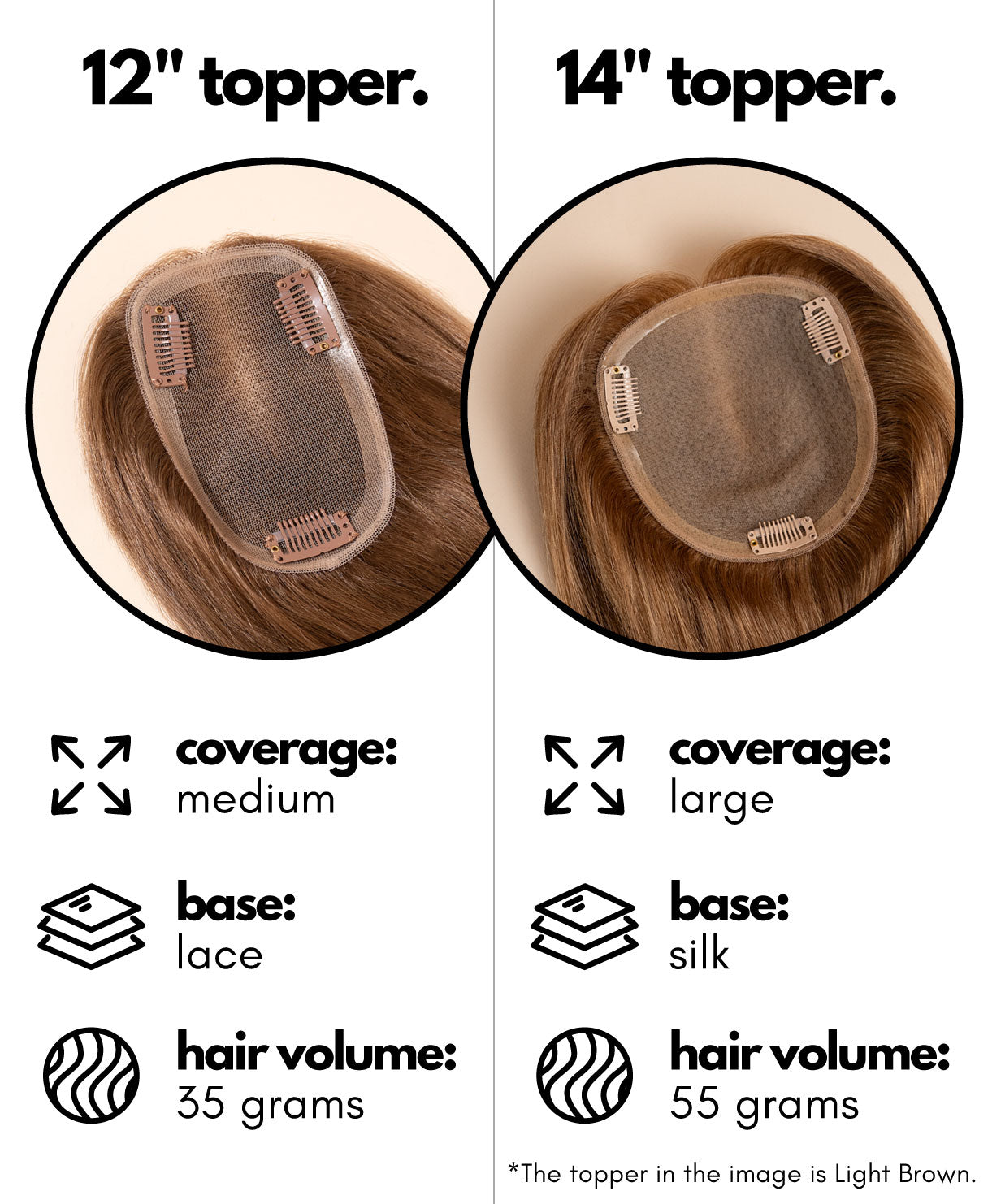 premium hair topper 14" brown balayage.