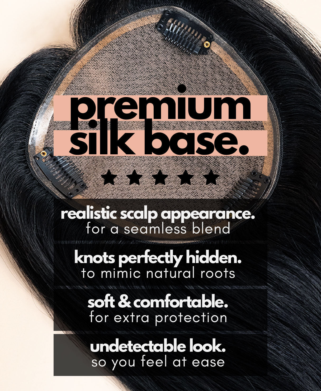 premium hair topper 14" jet black.