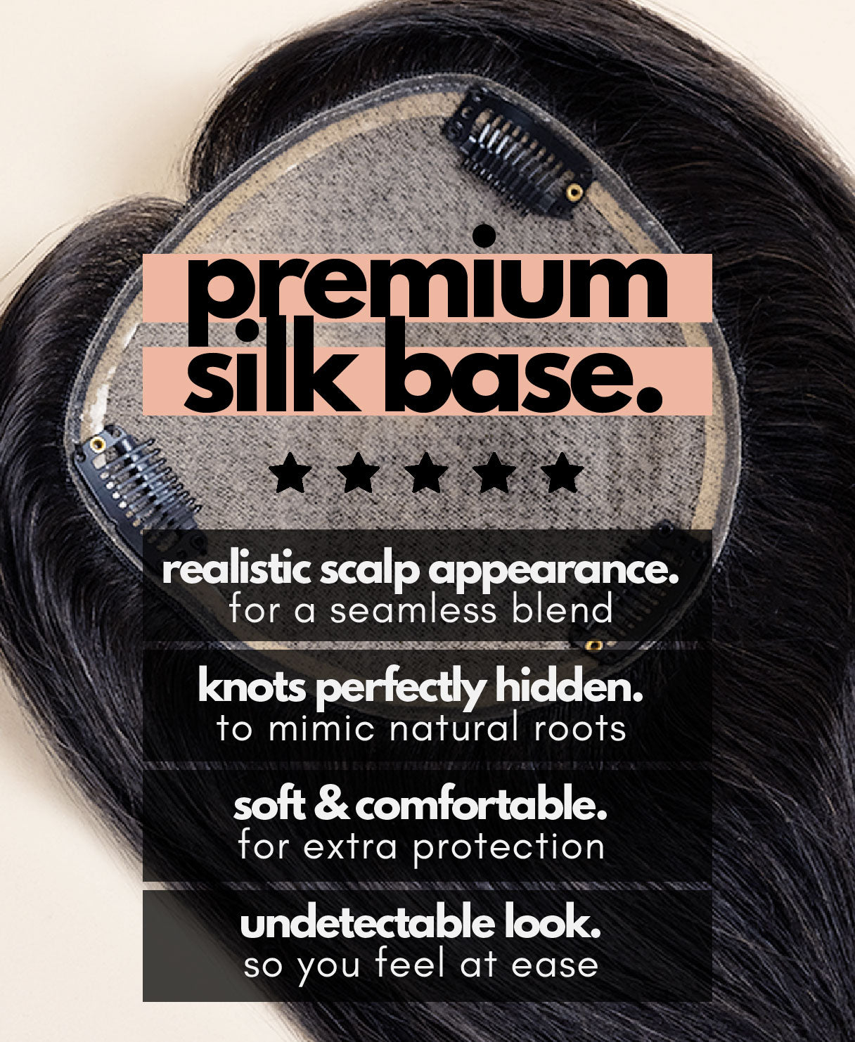 premium hair topper 14" natural black.