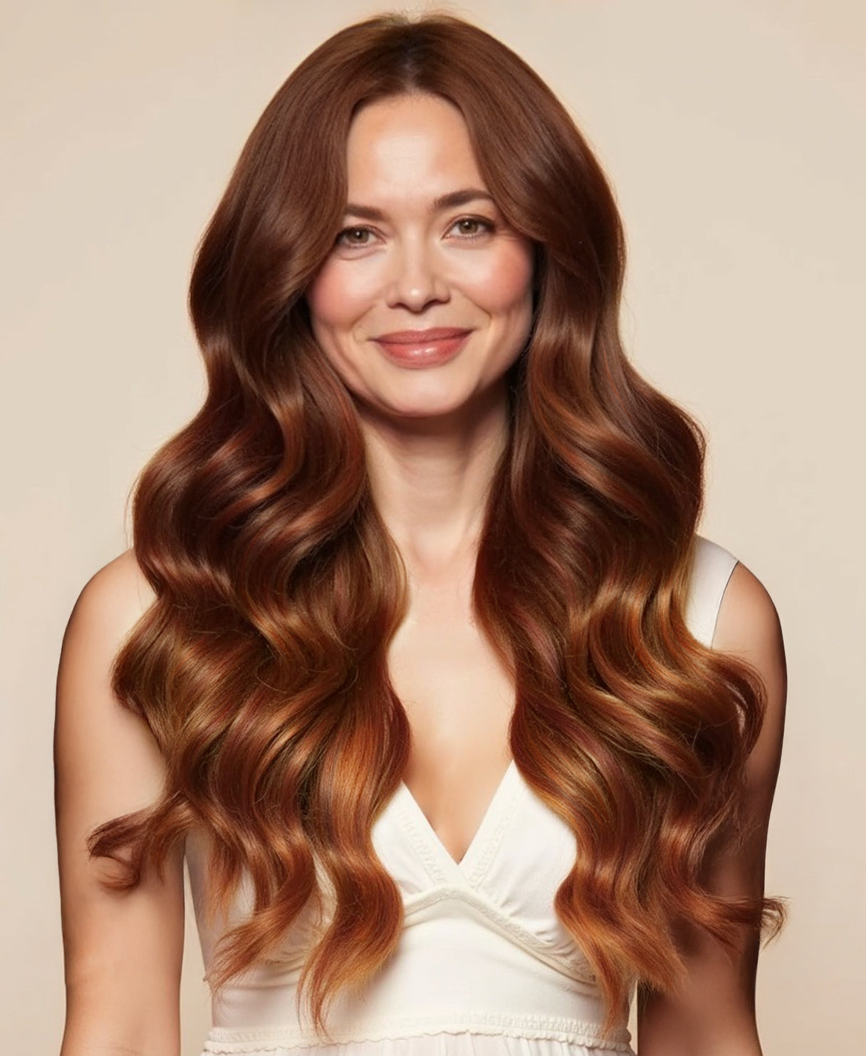 invisible clip-in hair extensions chestnut balayage.