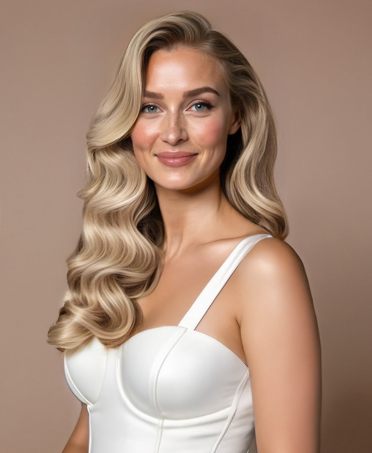 invisible clip-in hair extensions champagne blonde.