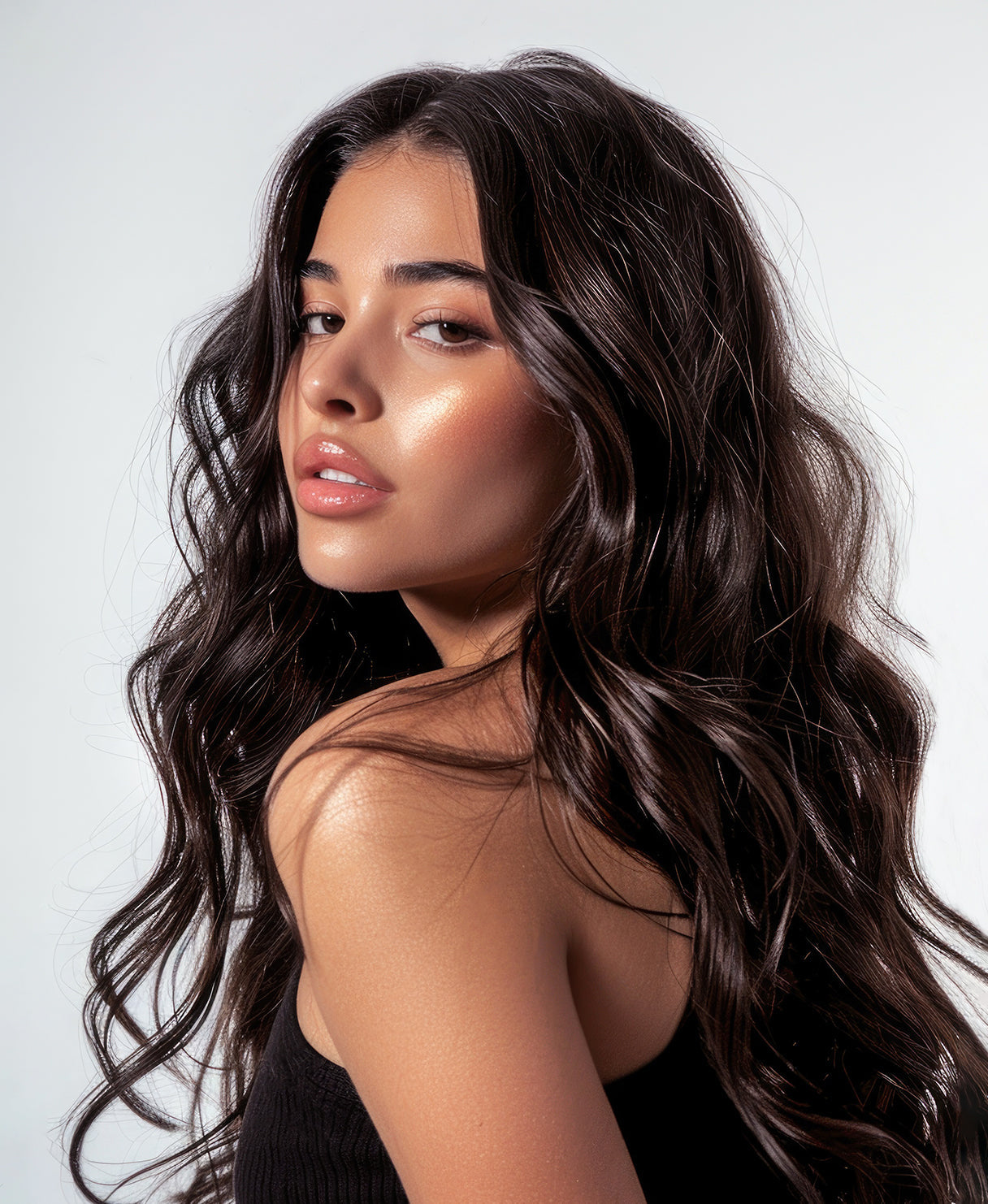 invisible clip-in hair extensions chocolate brown.