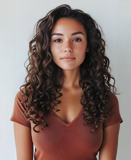 curly (3A curls) clip-in extensions medium brown.