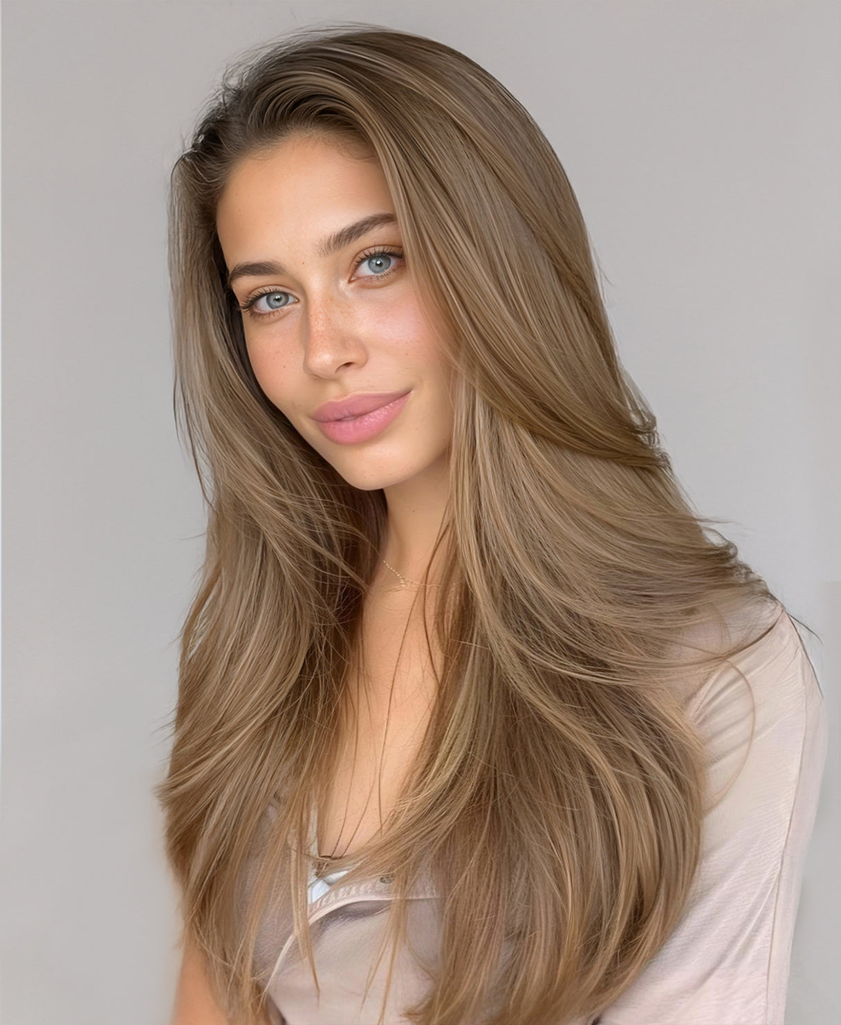 invisible clip-in hair extensions dark blonde.