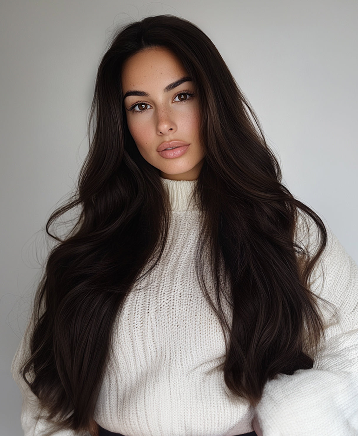 invisible clip-in hair extensions dark brown.