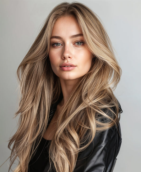 invisible clip-in hair extensions medium blonde.