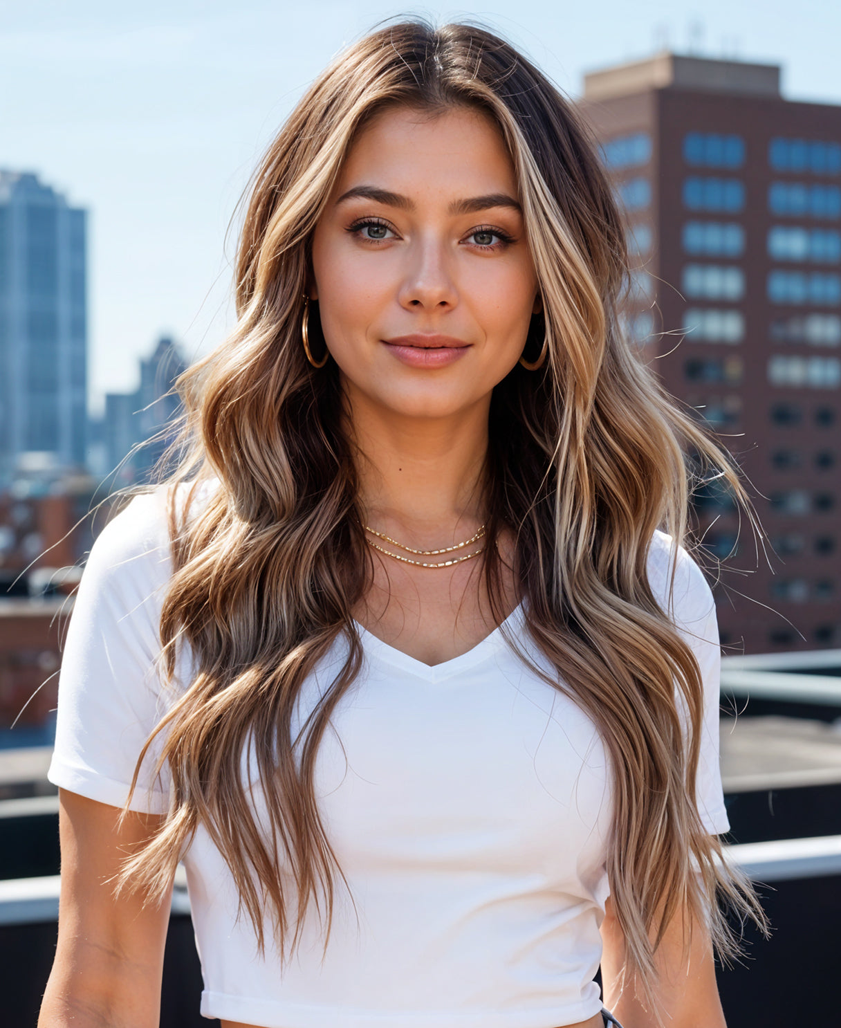 clip-in hair extensions brown balayage.