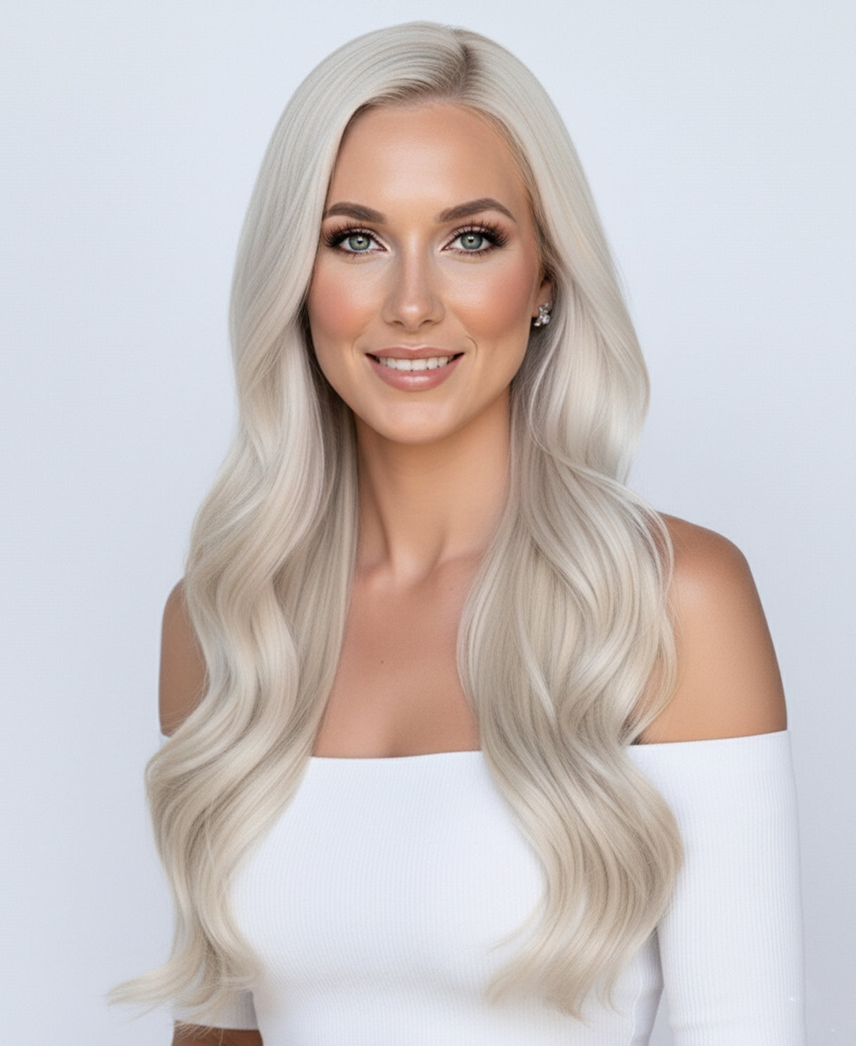 clip-in hair extensions icy blonde.