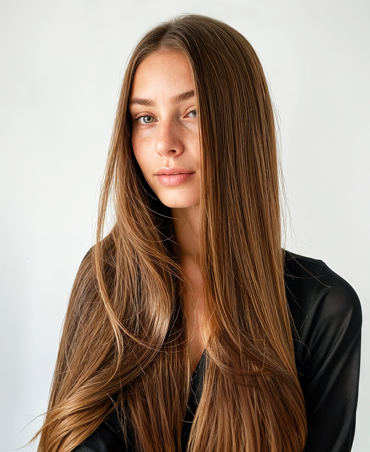 invisible clip-in hair extensions light brown.
